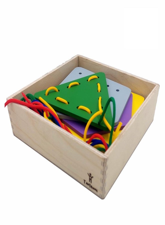 Tantrums Educational Lacing Toy with Wooden Shape Boards, 8 Colorful Shapes and 8 Laces with Box, Fine Motor Skills Development, Age 3 Years and Above - Image 1